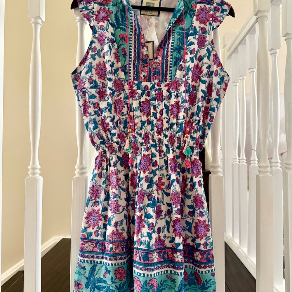 Bell By Alicia Bell Cotton And Silk Print Mini Dress size Medium NWT